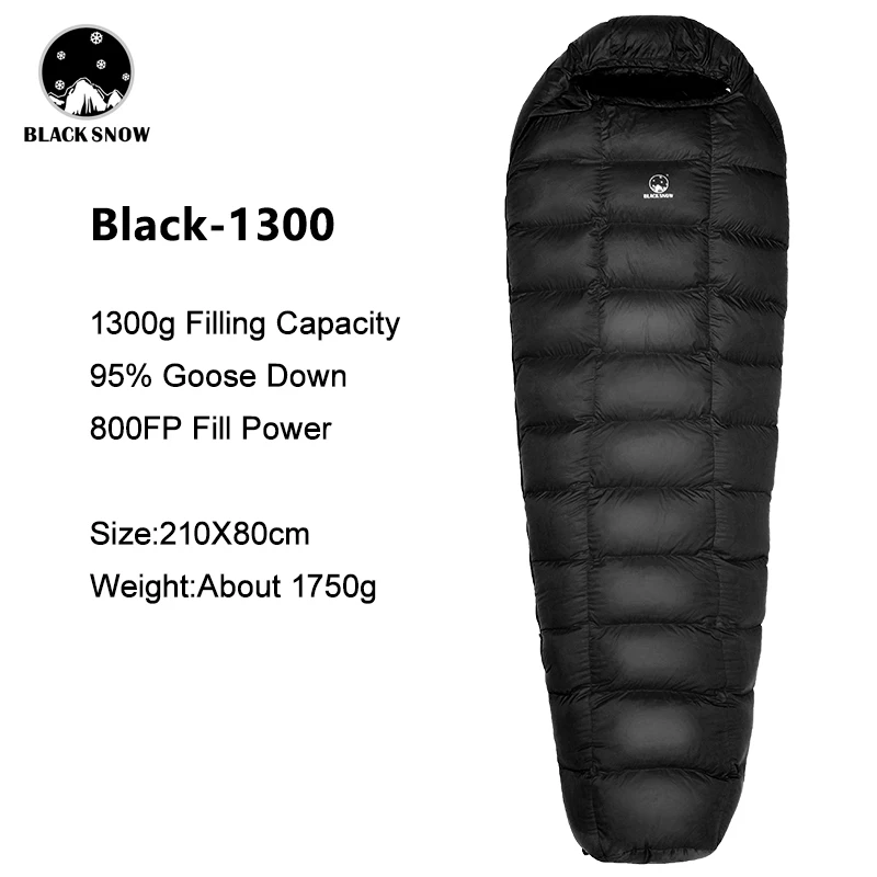 

Black Snow New High Quality Goose Down Sleeping Bags Outdoor Camping Hiking Keeping Warm Adult Down Sleeping Bag