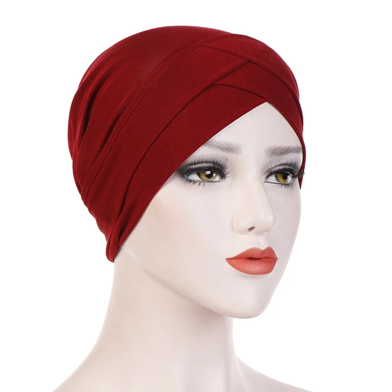 

Muslim Hijabs for Women Cross Forehead Islamic Hijab Headscarf for Female Breathable Inner Bonnet Cap Turban Elastic Cloth Hat