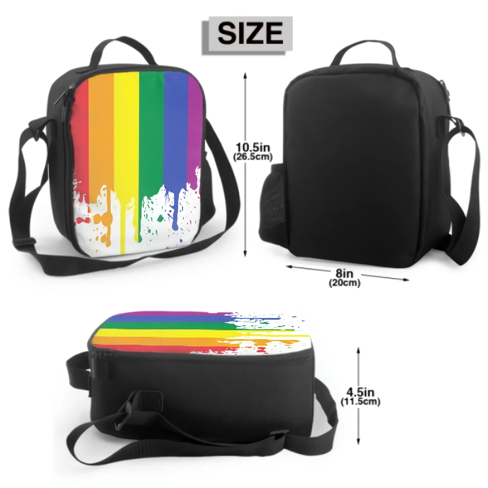 Rainbow Flag On USA With Sky Background Insulated Lunch Box Leakproof Portable Lunch Bags Durable Cooler Tote Bag for Picnic