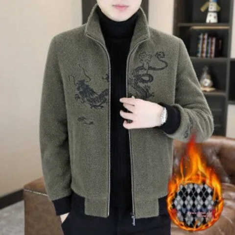 

Новое мужское зимнее утепленное шерстяное пальто 2025 года в корейском стиле, приталенное, с подкладкой из флиса, из тонкого полиуретана, в стиле Cleanfit