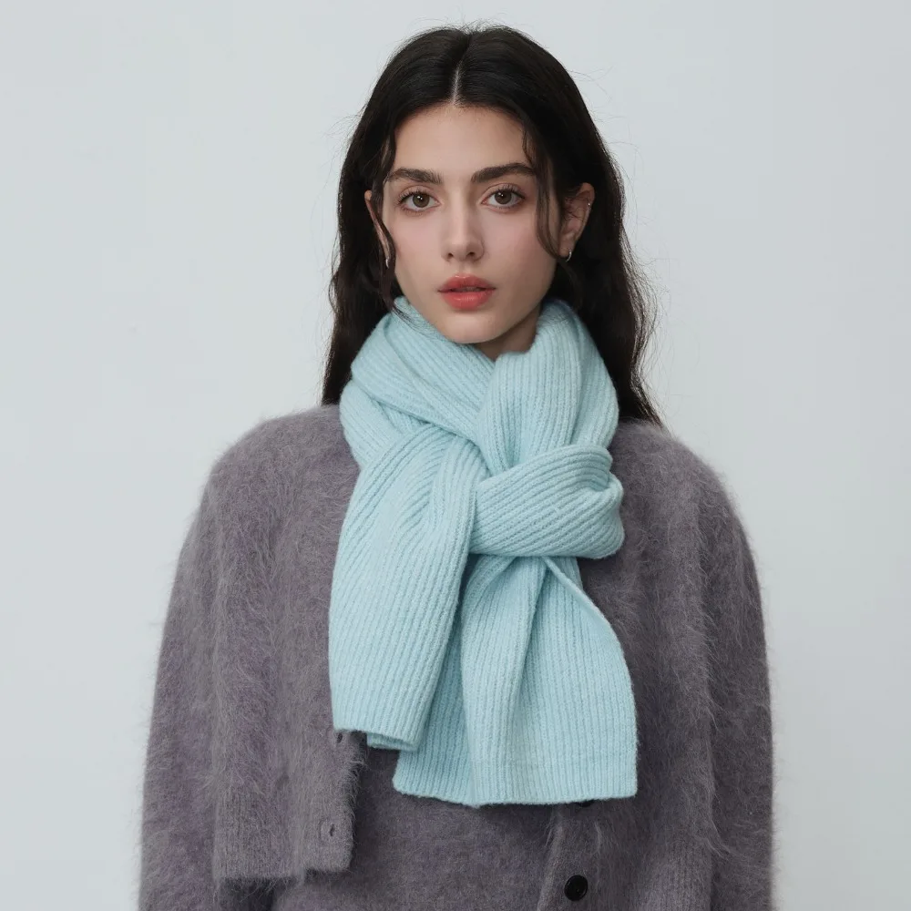 

Winter Fashion Solid Color Women Knitted Scarf Windproof Thicken Thermal Neck Warmer Soft Neck Cover Long Scarves