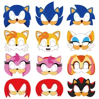 12pcs Sonic Mask Halloween Superhero Masks Christmas Birthday Party Mario Mask Cosplay Mask for Kids Children Gift
