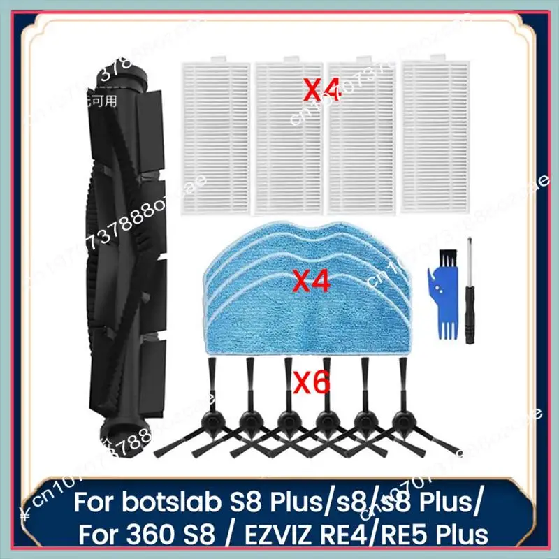 A26p 17 peças para 360 para botslab s8 plus/s8/s8 plus para ezviz re4/re5 plus peças de aspirador de pó principal escova lateral filtros esfregão