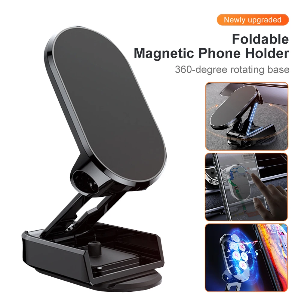 

Car Phone Holder Magnetic Phone Bracket Foldable Dashboard Phone Stand 360-degree Rotatable Navigation Holder Car Accessories