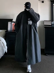 Winter Korean Style Men's Overcoat Lazy Feel Knee-Length Woolen Coat Medium-Length Loose Woolen Outerwear Youth Fashion