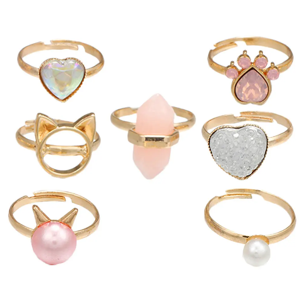 

7Pcs Cute Rings for Little Adjustable Dress Up Jewelry Birthday Gifts Rings Jewelry for