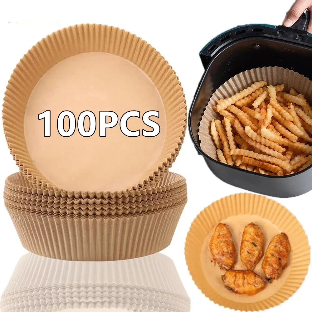 25/50/100pcs Air Fryer Disposable Paper Liner Non-Stick Air Fryer Parchment Paper Liners Baking Paper Filters for AirFryer