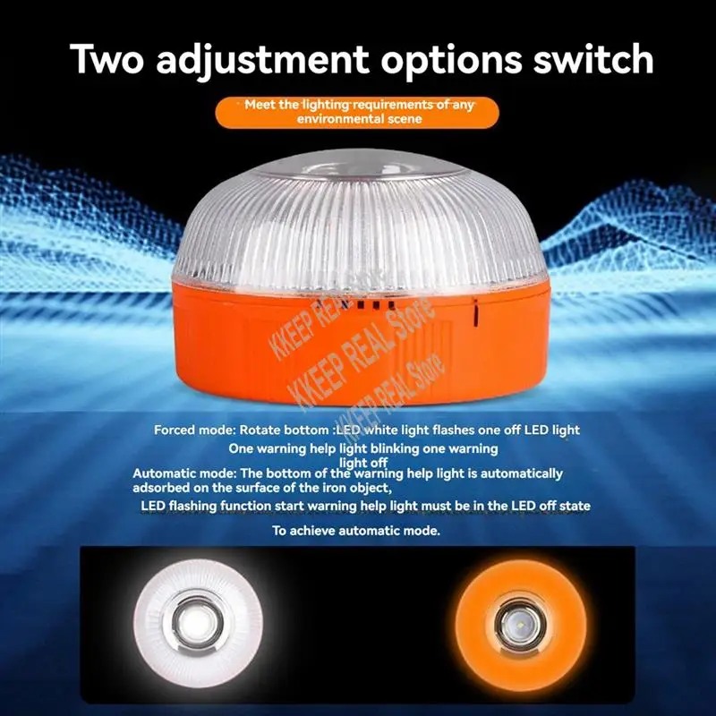 5Pcs V16 Emergency LED Flash Lights White & Yellow Warning Lamps With Magnet Base Traffic Safety Light-VVNB