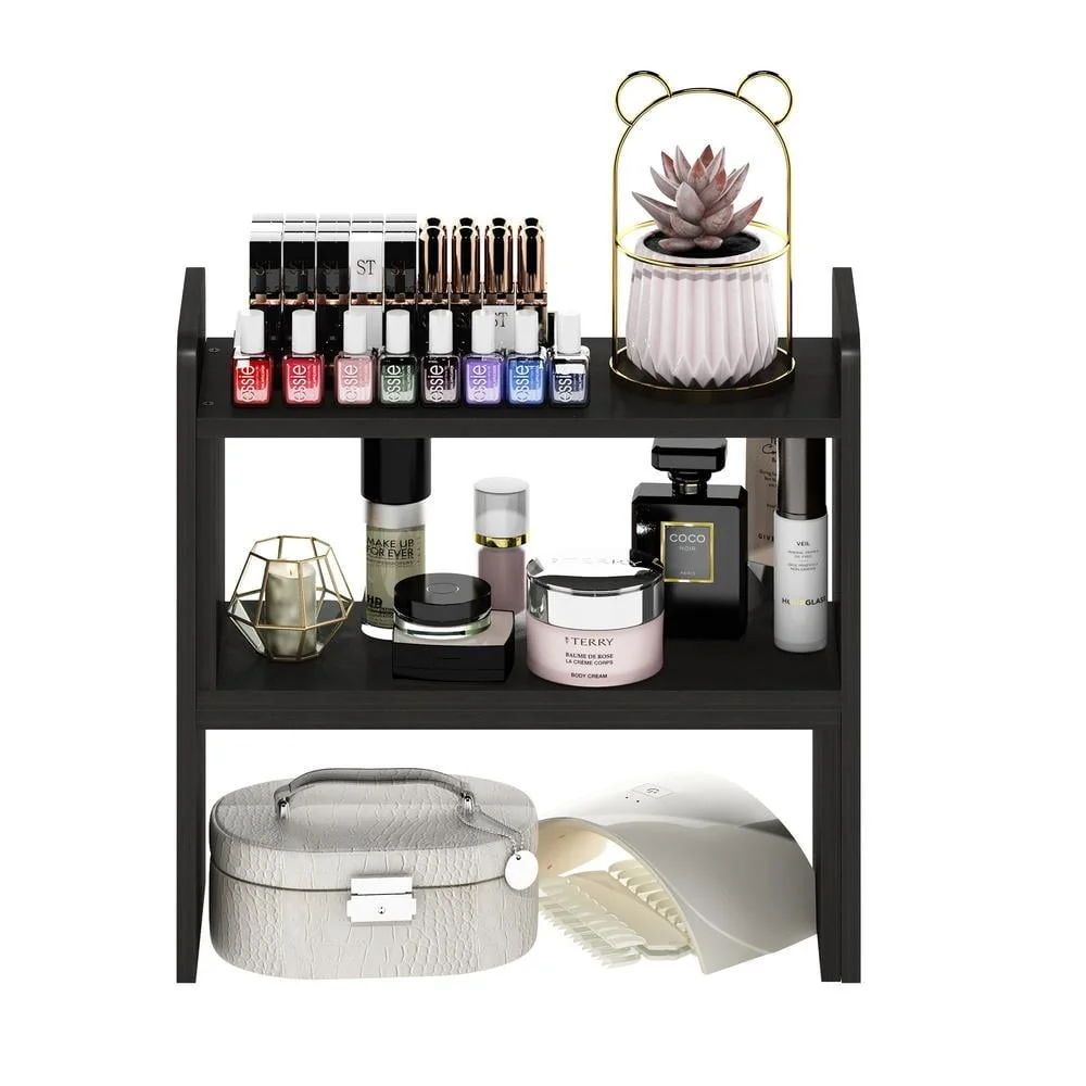 Desktop Organizer Bookshelf Wood Durable Storage Unit Adjustable Shelves Home Office Decor Easy Assembly Espresso Finish