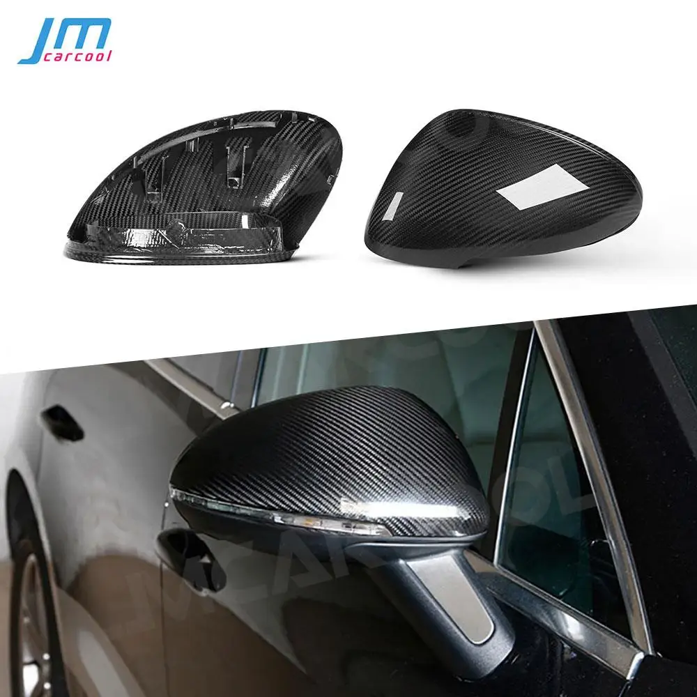 Dry Carbon Fiber Mirror Cover Replacement Door Side Rearview Mirror Cap Trim Shell For Porsche Macan 95B 2014-2021