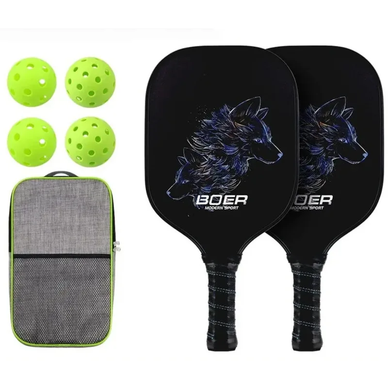 Pick Racquet Set With Two Racks Four Balls, Ultra Light Carbon, Professional Durable Fiberglass Carbon Fiber Combination For Men