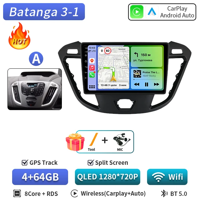 Android 16 voor Ford Tourneo Custom 1 I Transit 2012-2021 Qualcomm Snapdragon Navigatie 5G Multimedia Speler Auto Carplay auto
