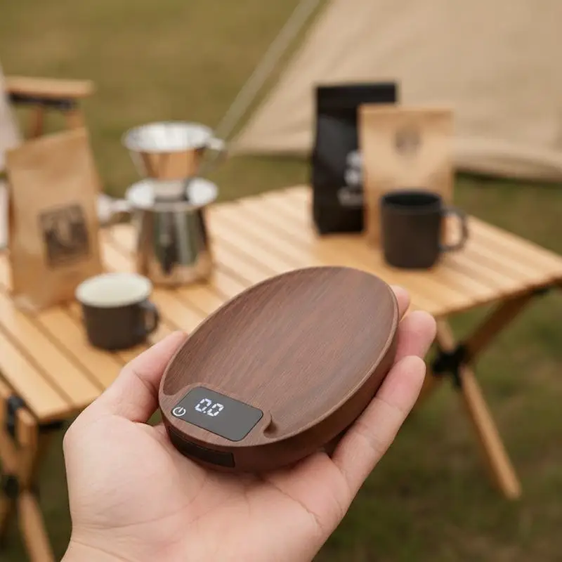 Wood Grain Digital Coffee Weighing Scale 0.1g High Precision Touch Control Waterproof Surface for Home Espresso Making
