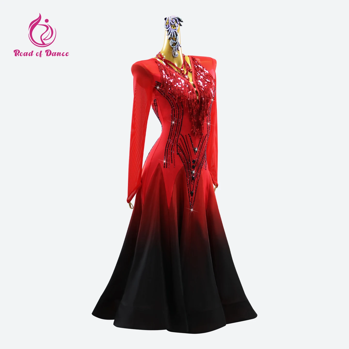 Womens Modern Dress Girls Ballroom Dance Carnival Costumes Female Waltz Suit Korean Stadium Lyrical Long Sleeve Stage Party Sets