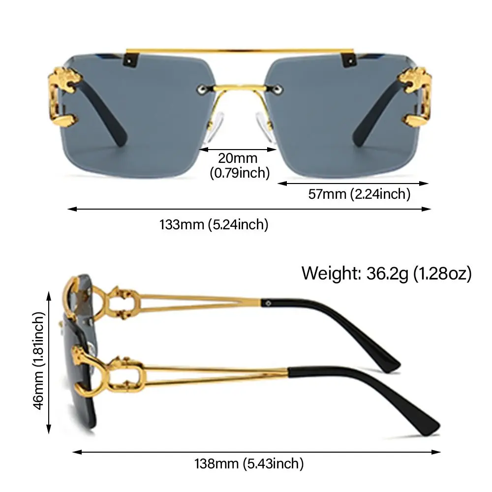 Fashion Luxury Brand Designer Punk Sun Glasses With Lion Decor Square Rimless Gradient Vintage Outdoor Sports Cycling Sunglasses