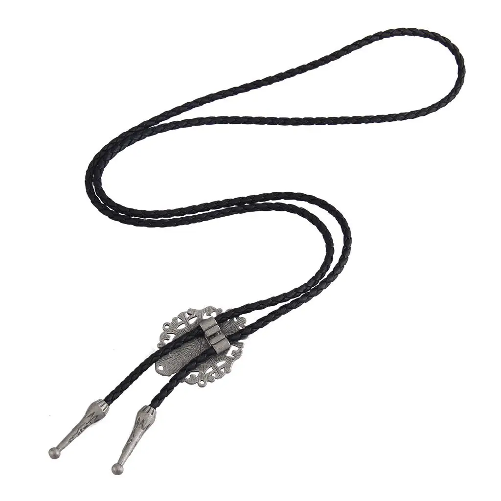 Unique Western Chain Necklace Mens Bolo Tie Retro Turquoise Adjustable Necktie for Suit Shirt or Daily Wear