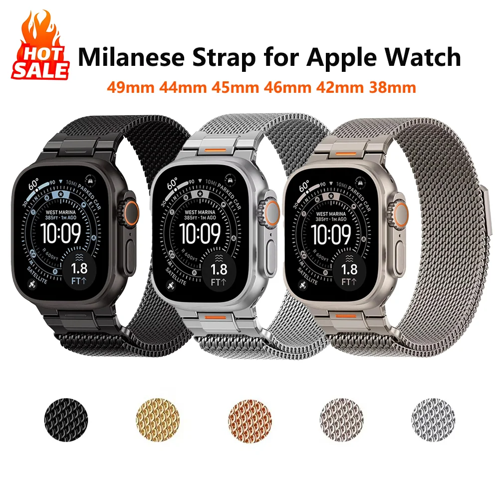 Exquisite Milanese Strap for Apple Watch Ultra 4 3 2 Bands 49mm 44mm 45mm 46mm 40mm Bracelet iWatch Series 12 11 10 9 8 7 6 SE3