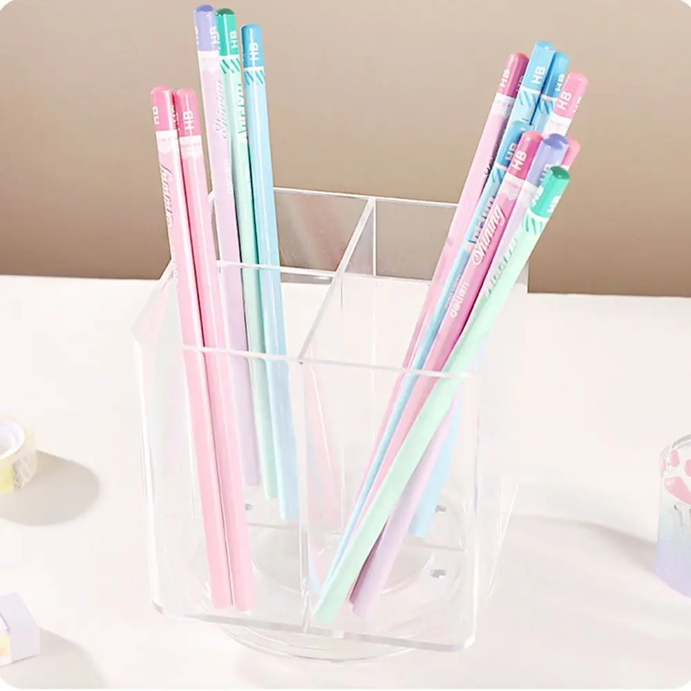 

360° Rotating Makeup Brush Holder 4 Grids Clear Spinning Cosmetic Container Space Saving Multi-Functional