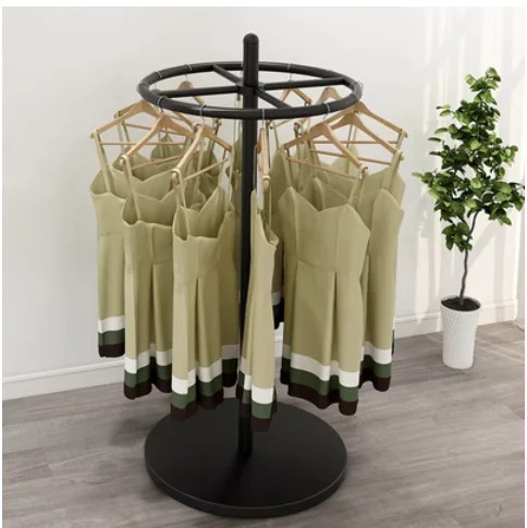 Revolving clothing store Nakajima floor display stand girls' swimsuit shorts display stand double pole round hangers