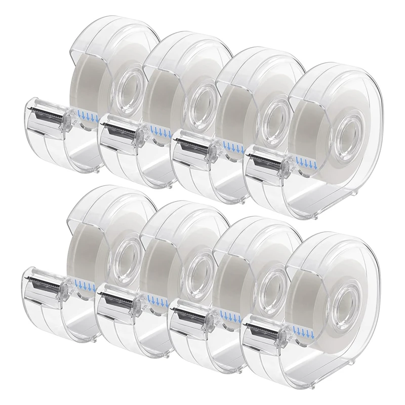 AEF7-شريط شفاف مع موزع وإعادة تعبئة، يستخدم لتغليف الهدايا، واللوازم المنزلية والمدرسة والمكتبية، 0.7 × 1000 بوصة، 8 عبوات #4