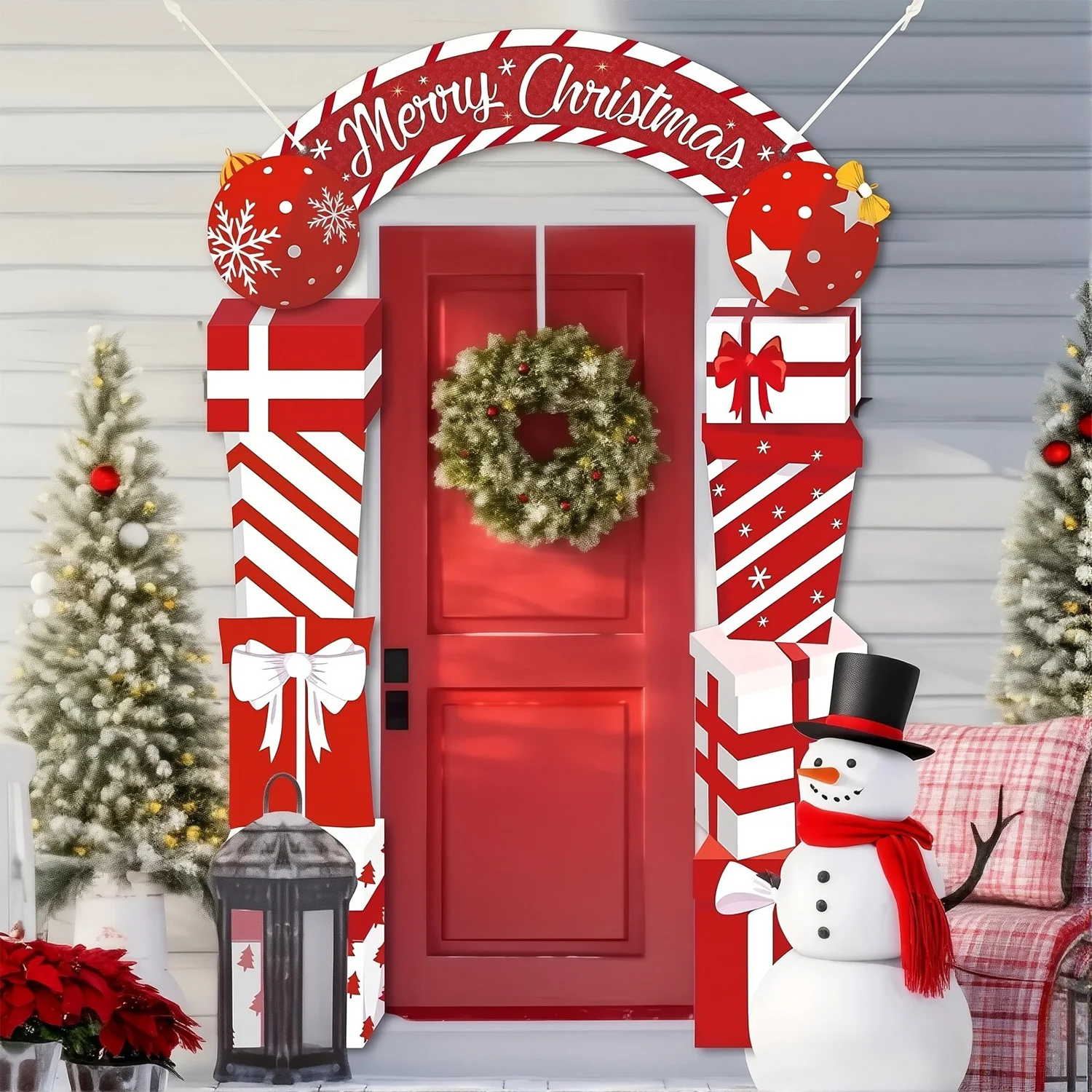 

3Pcs Merry Christmas Door Banner Hanging Decoration Outdoor Porch Sign Front Door Xmas Holiday Supplies