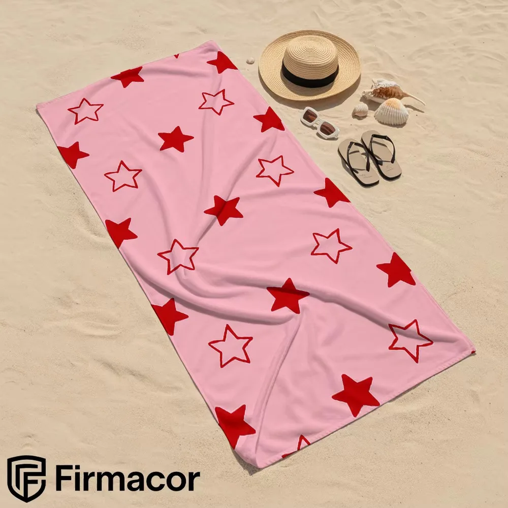 Blush Star Motif Soft Portable Travel Towel Unisex Lightweight Microfiber Sand Free Quick Dry Beach Towel for Swim Pool Camping