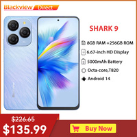 Blackview SHARK 9 Smartphone 5G, 6.67'' HD Display,T820 Octa core,8GB+256GB,50MP AI Camera Phone 5000mAh 18W Fast Charging NFC