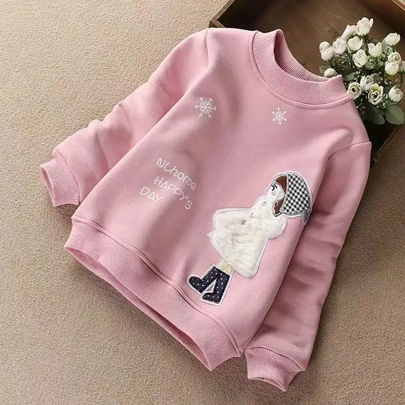 Girls' Long Sleeved Spring and Autumn Sweater Base Shirt 2025 New Model Zhongda Children's Cartoon Top