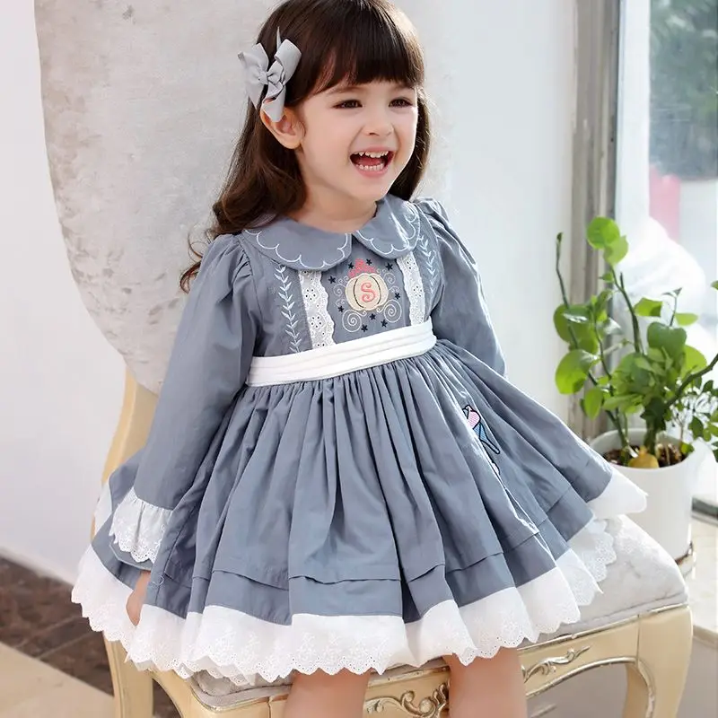 

Eid Girls' Double-layer Spring and Autumn Princess Fashion Lovely Children's Elegant Dress Lolita Comfortable Long-sleeved Skirt