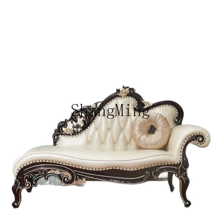 

CL new living room solid wood ebony chaise longue piano baking paint flower beauty couch leather
