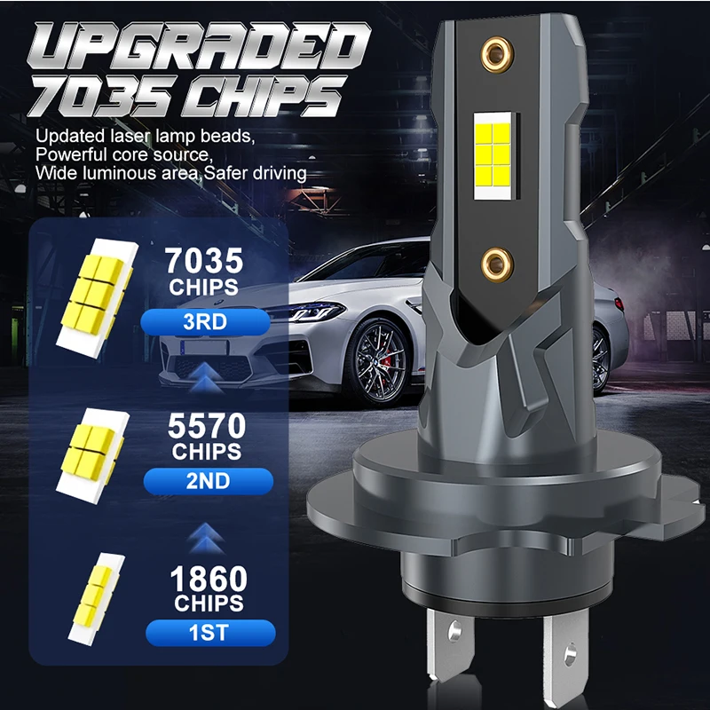 2PCS LED H7 Headlights Bulbs 300W 30000LM Car Light 7535 CSP Chips STG ...