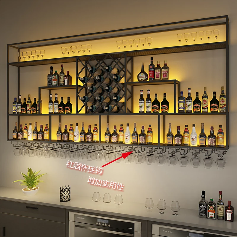 Bar Plank Wandgemonteerde Fles Mobiele Evenementen Wijnkast Luxe Showcase Woonkamer Drank Ambachtelijke Organisatie Mesas Meubels