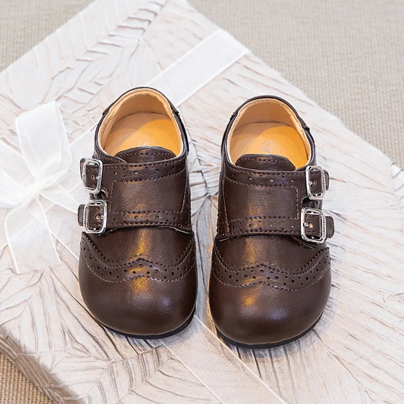 

Kids Casual Shoes Korean Style Round Toes Children Leather Shoes Soft Bottom 2026 Brand New Girls Flat Shoes Non-slip Trendy