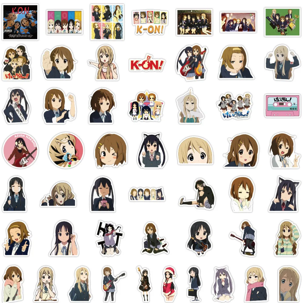 10/30/50 قطعة أنيمي K-ON ملصقات لطيف الكرتون فتاة ملصقا الاطفال لعبة DIY بها بنفسك محمول دفتر الهاتف حقيبة الكتابة على الجدران الشارات بالجملة