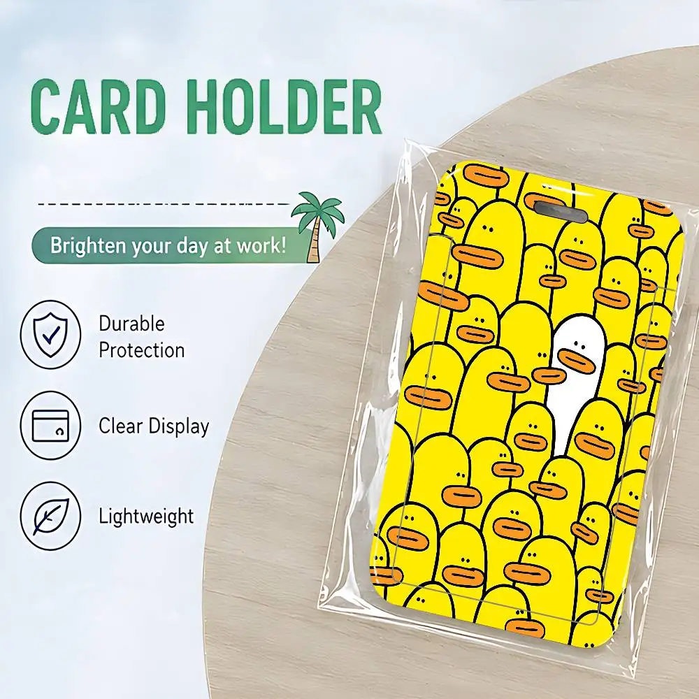 Cartoon Little Duck ID Card Holder Cute PVC Badge Holder Cartoon Card Cover Student ID Bus Card Case With Clear Window
