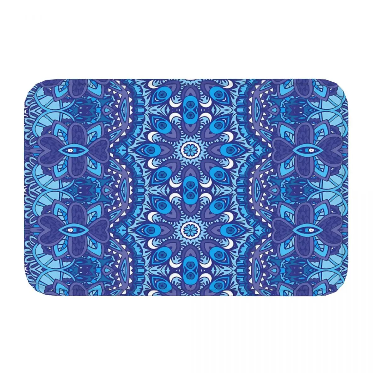 MORROCAN ART Non-slip Doormat Blue Arabesque Mandala Art Living Room Bedroom Mat Welcome Carpet Home Pattern Decor