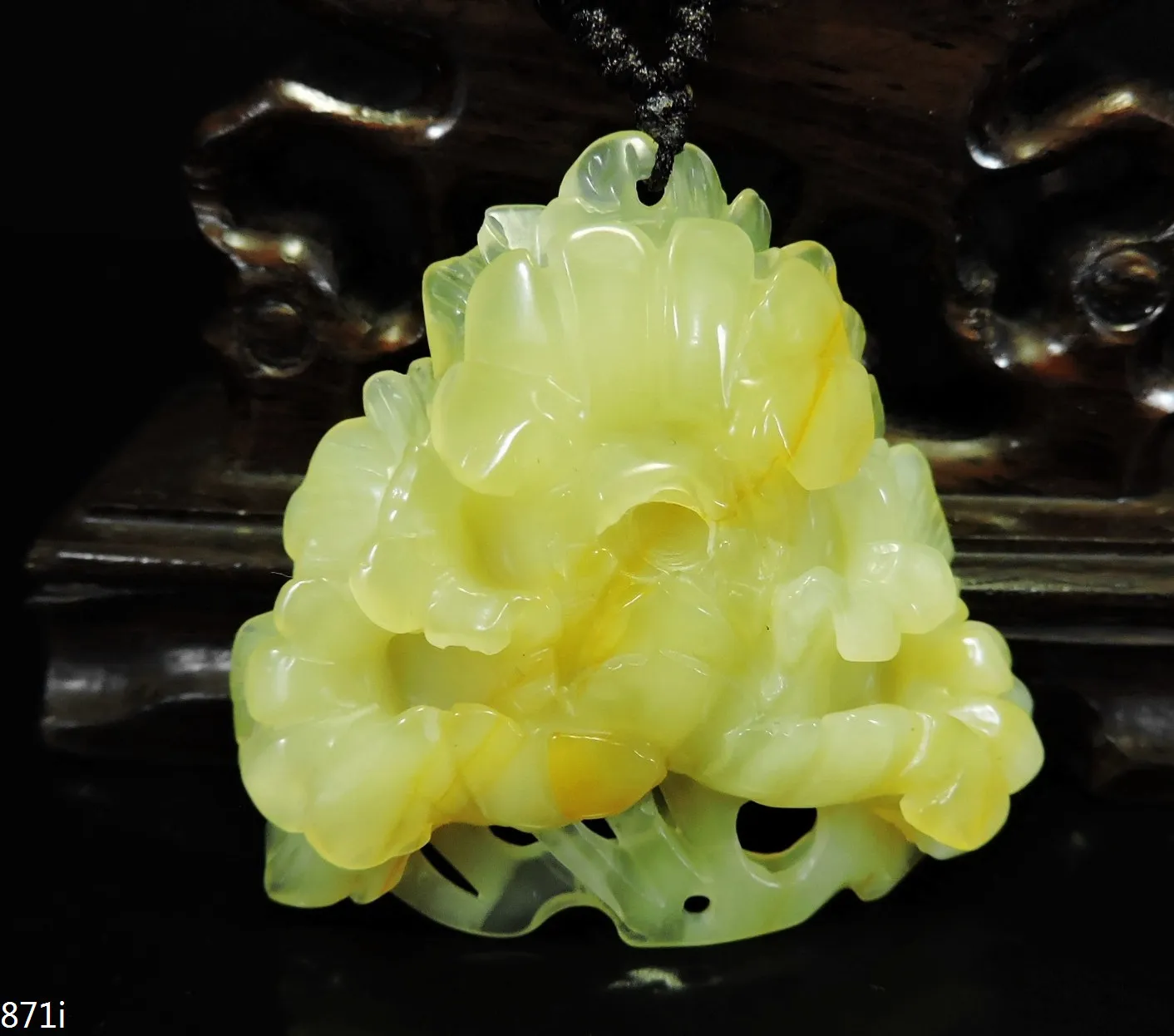 Jade Jewelry Natural Jade Pendant Necklace Hand-Carved peony flower Jadeite Necklace Pendant Gift No Treatment 871i