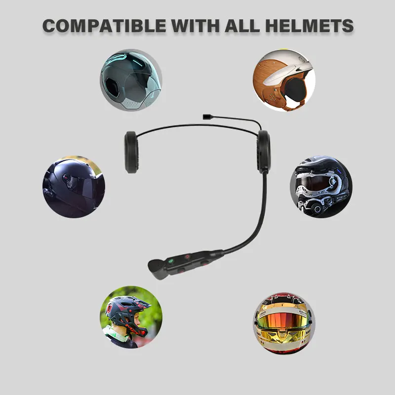 Motorcycle BT Headset with Microphone 500m Wireless Intercom System for Easy Communication with All Helmets