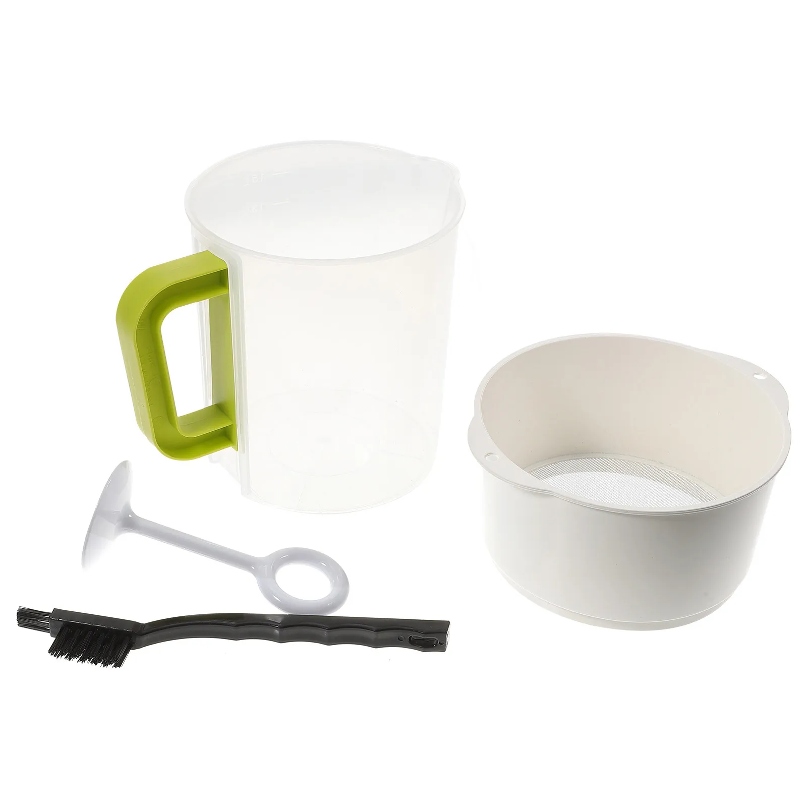1Set Soy Milk Strainer Filter Set Plastic 1.5L Nut Milk Maker Alternative Nut Bag Replacement Filter Cup Rod Brush