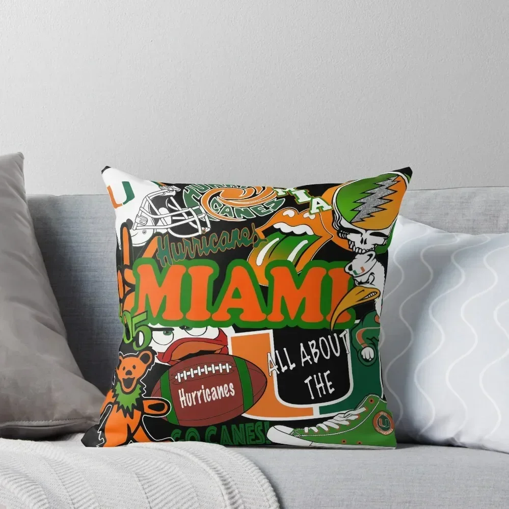 

University of Miami Throw Pillow Throw Pillow Covers Couch Pillows pillow