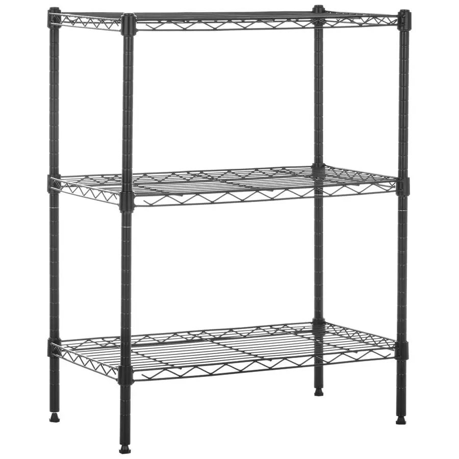 

Basics 3Shelf Adjustable Heavy Duty Steel Wire Rack Storage Shelving Organizer for Kitchen, Garage, 23.2 L x 13.4 W x 30 H, Blac