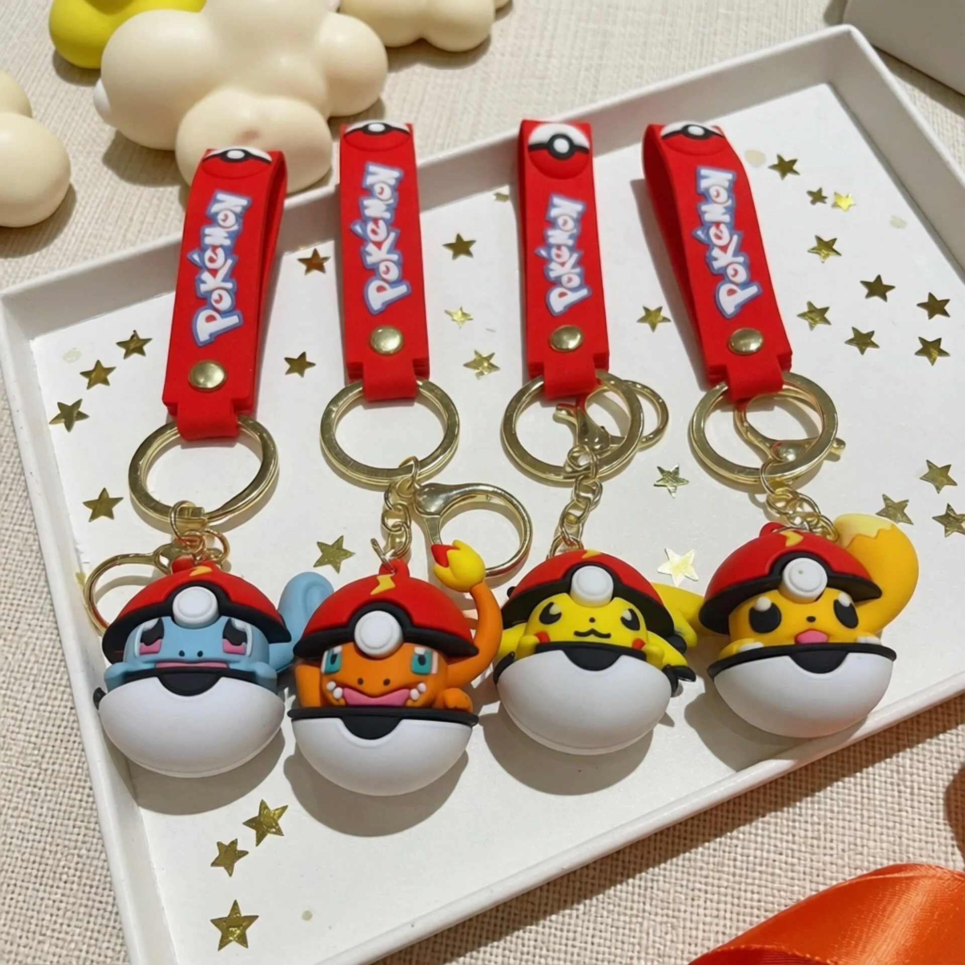 

Pokemon Pikachu Anime Keychain Cartoon Squirtle Creativity Backpack Handbag Keychain Pendant Girl Boy Schoolbag Keychain