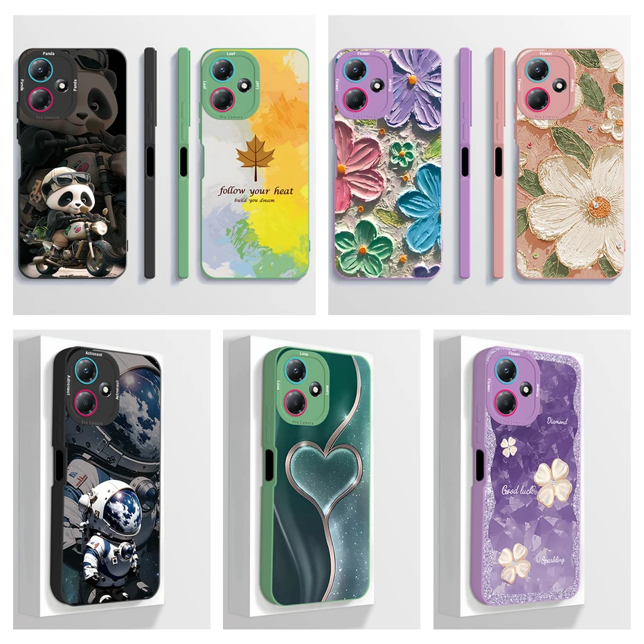 For Infinix Hot 30 Play Hot 30i 4G Phone Case Artistic Liquid Silicone Camera Protection Back Cover For Infinix Hot30 Funda Capa