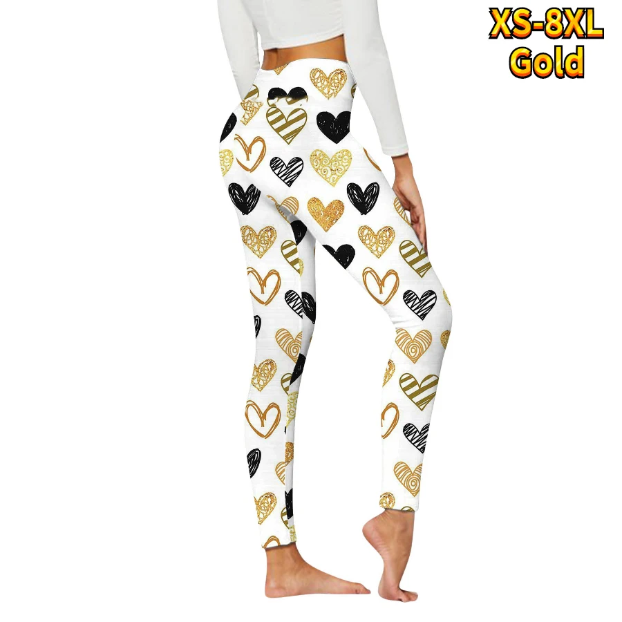 Women\'s Basic Love Printed Yoga Pants Elastic Yoga Leggings Gym Jogging Fitness Clothes Quick Dry Slim Pants XS-8XL