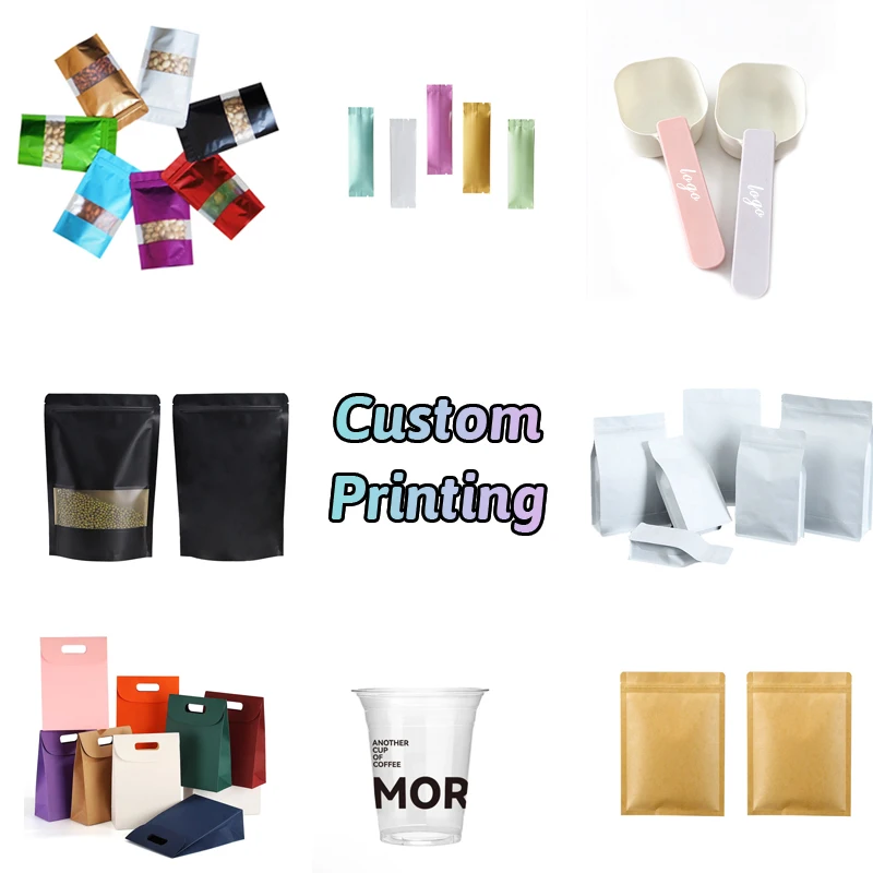 Customized Printing Of Kraft Paper Bags, Aluminum Foil Bags,Spoon,Paper Cups, And Adhesive Stickers