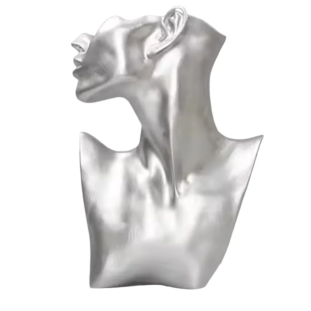 Resin Mannequin Jewelry Display Stand Side Face Mannequin Head Bust Portrait Necklace Bracelets Earrings Holder Unique view 5