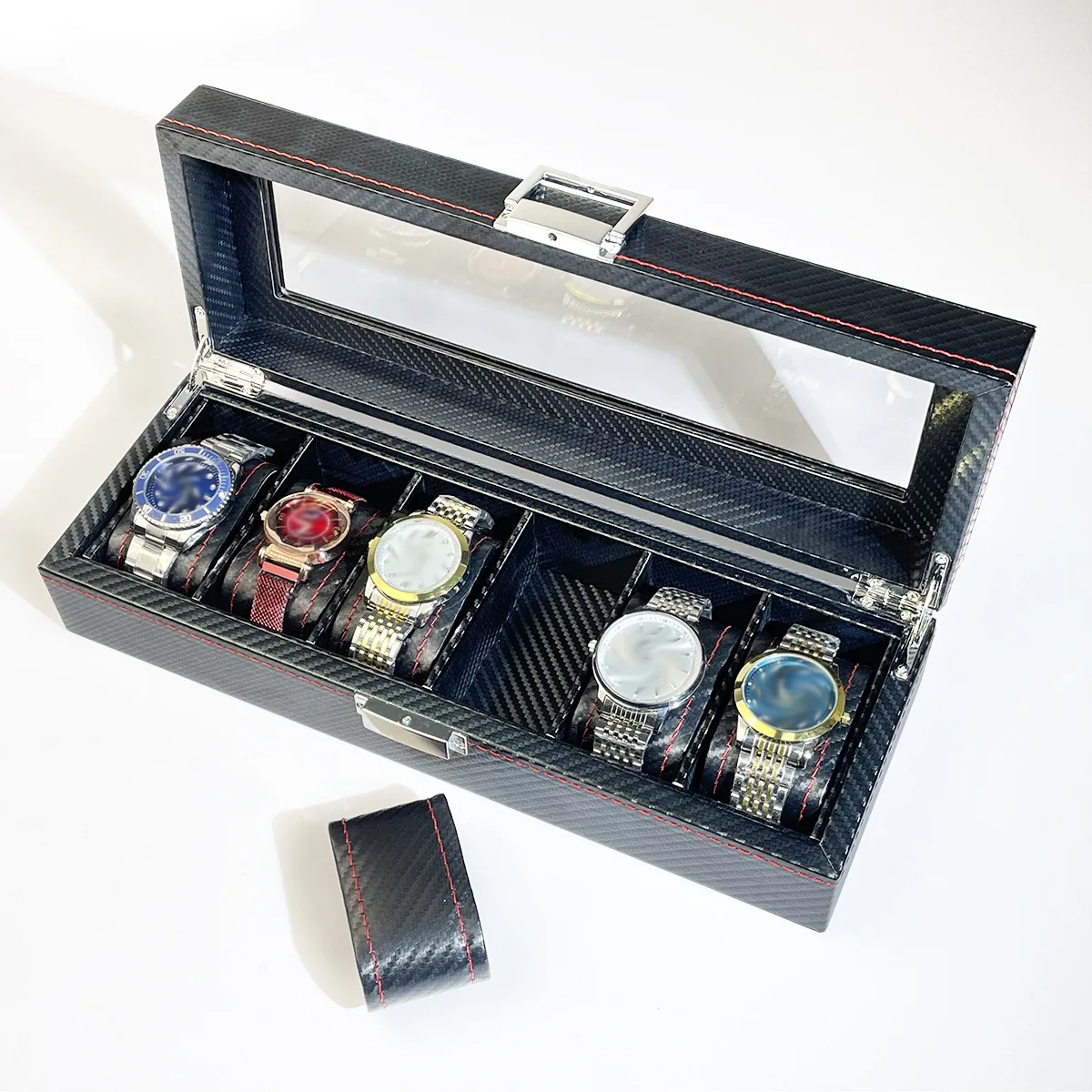 

3/5/6/10/12 Slots Carbon Fiber Watch Organizer Box, Storage Box for Travel Watches Display Multi-Purpose Box for Watch Display