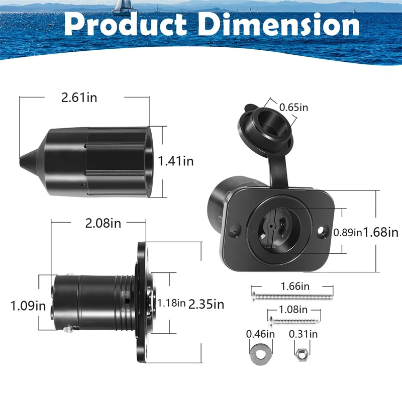 ANX 2126 Elektrische Steckdose 12V Downrigger-Buchse mit Wasserdichter Kappe Kompatibel mit Scotty Depthpower Elektrischen Downriggers – Detail 5