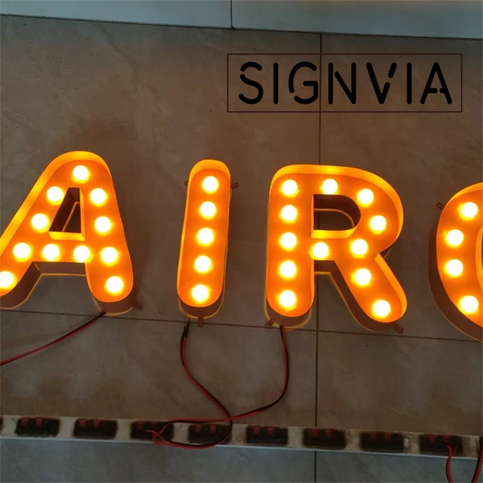 Personalized custom LED atmosphere light bulbs alphabet antique signs Times Commercial Street indoor and outdoor square