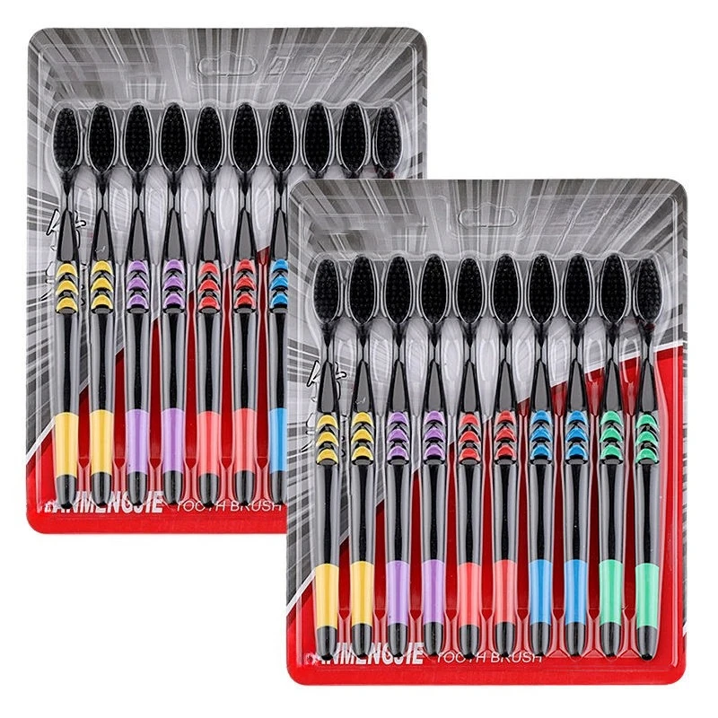 30 Pieces Packed Deep Cleaning Soft Bristle Bamboo Charcoal Black Hair Ultra-Fine Beauty Health Toothbrush Oral Cleaning